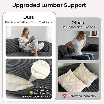 106" Cloud Sectional Boneless Couches for Living Room, Modular U Shaped Couch with Deep Seat, Removable Ottoman, Memory Foam Compressed Spineless 4 Seater Sofa for Bedroom Apartment, Grey