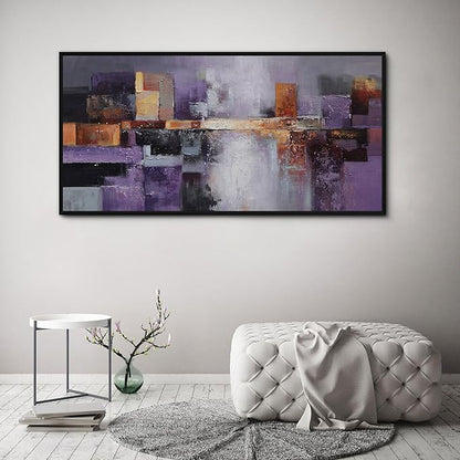 yiijeah Abstract Purple Wall Decor Bedroom Canvas Bathroom Art Picture Items for Women Framed Artwork Print 58x29 Inches