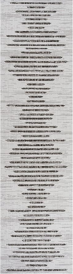 JONATHAN Y Stripe Geometric Indoor Outdoor Runner Rug 2X10 Blue/Ivory, Zolak Berber for Backyard, Patio, Porch, Easy-Cleaning, High Traffic, Pet-Friendly, Non-Shedding (SMB124C-210)