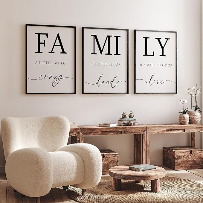 Heiple Family Wall Decor Framed Wooden Wall Sign for Home Decor Farmhouse Vintage Rustic Living Room Minimalist Family Wall Art (Black, 16"x24")