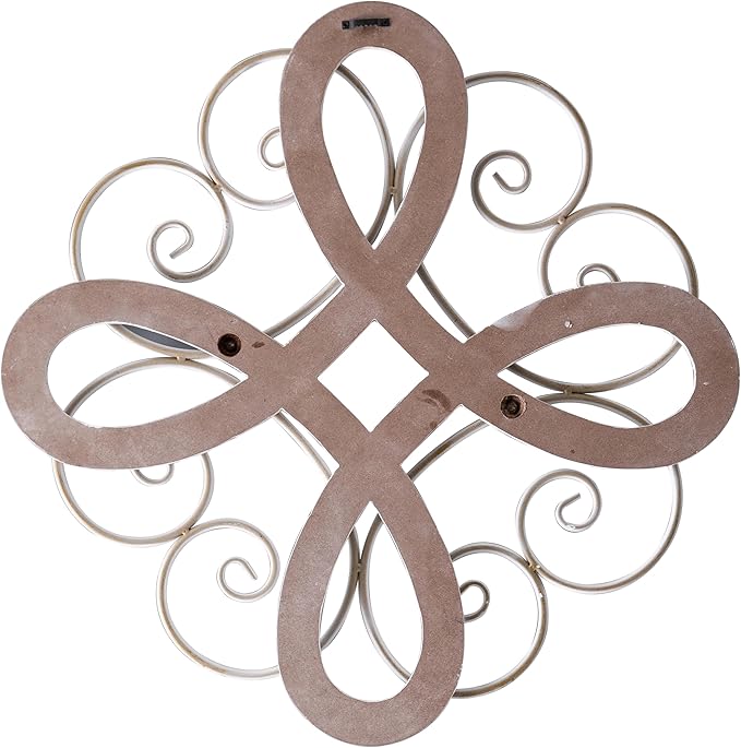 Sintosin Vintage Wrought Iron Wall Decor 22 Inch, Hanging Distressed White Farmhouse Wood and Metal Wall Art Decor, Rustic Medallion Home Wall Decor for Living Room Bedroom Entryway Hallway