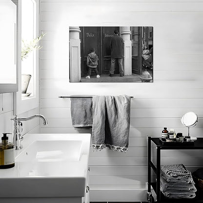 Funny Bathroom Wall Decor Black and White Wall Art - Classic Movie Posters Canvas Print, Vintage Funny Wall Art for Office Lounge Area Restroom Bathroom Decor 12x16 inch