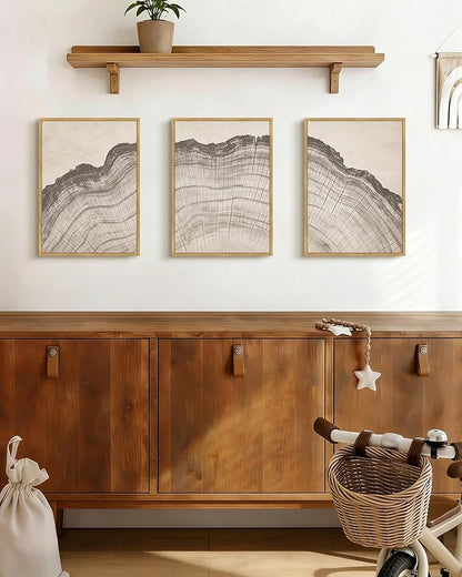 Drsoum Vintage Tree Rings Wood Wall Art Framed Retro Wood Stump Prints Modern Nature Rustic Artwork Bedroom Living Room Ready to Hang 11x14in Natural Framed