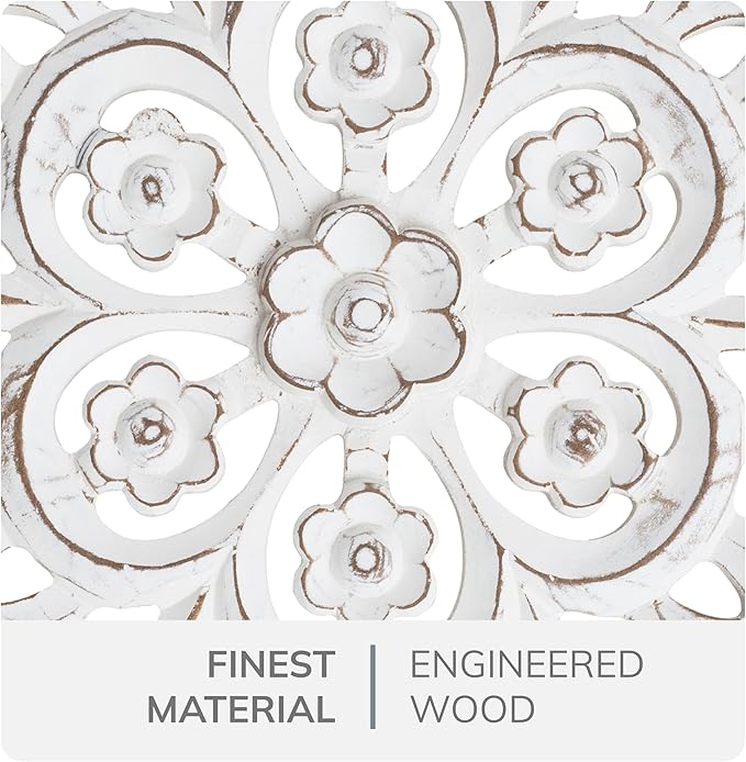 JFY Designs Wall Medallion - Wooden Wall Decor, Hand Carved & Embossed Decorative Wall Sculpture, Boho Farmhouse Wall Art, Perfect for Home, Office or any Living Space