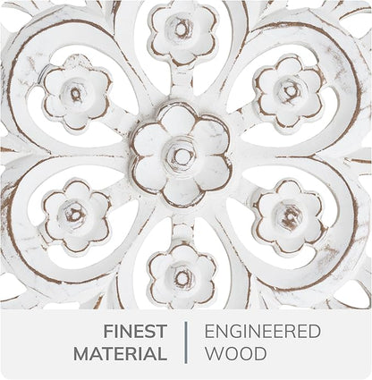 JFY Designs Wall Medallion - Wooden Wall Decor, Hand Carved & Embossed Decorative Wall Sculpture, Boho Farmhouse Wall Art, Perfect for Home, Office or any Living Space