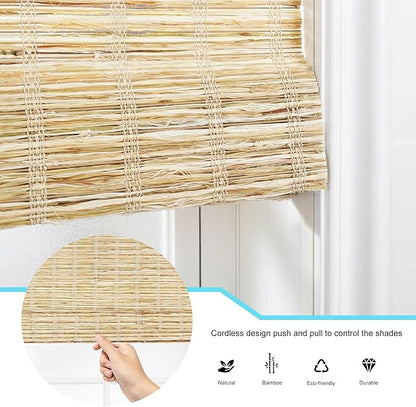 Motorized Bamboo Roman Shades, Motorized Blinds with Remote Compatible with Homekit, Alexa GoogleHome, Smart Wood Woven Shades for Indoor Windows, Customize, Driftwoven