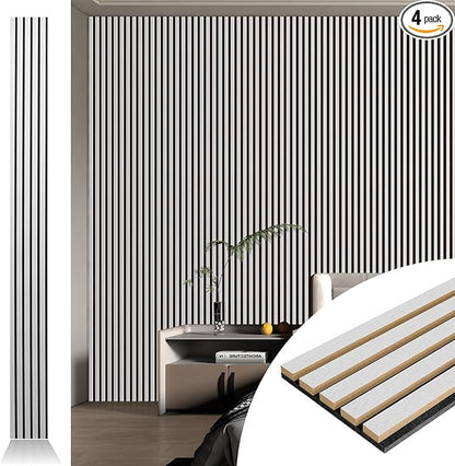 Art3d 107" x 8" (Pack of 4) Wall Panel 3D Fluted, Silver