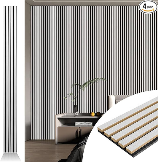 Art3d 107" x 8" (Pack of 4) Wall Panel 3D Fluted, Silver