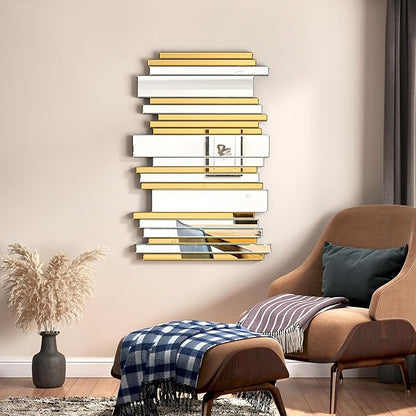 Decorative Mirrors for Wall Decor Large Mirrors for Wall Decor Living Room Silver Mirrors 24×36 inch (Gold)