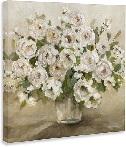 Stupell Industries 'Round Roses with Green Leaves', Canvas Art, 24 x 24 Inches, Easy to Hang and Sturdy, Made in USA, by Carol Robinson