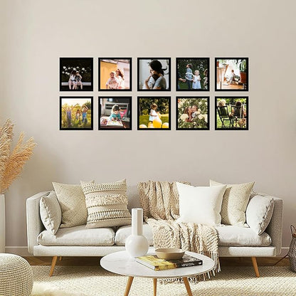 JCJMY 10 Packs 5x5 Picture Frames, Lightweight 5 by 5 Frames Bulk Set of 10 Collage Wall Decor Photo Frames Set for Wall and Tabletop, Black
