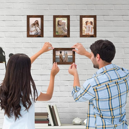 Giftgarden 3.5x5 Picture Frame Brown 12 Pack, Rustic Walnut 3.5 x 5 Photo Frames Bulk for Desktop Display or Wall Mount