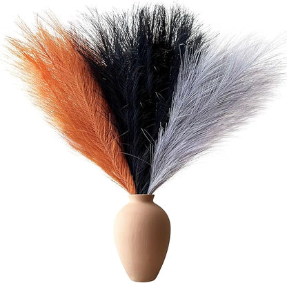 Pampas Grass Decor, Fluffy Faux Pampas Grass 6 Stem 18"/45cm Pompous Grass Small Flower Arrangement and Vase Filler for Boho Home Wedding Decoration
