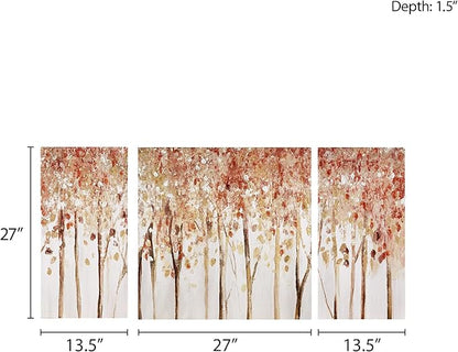 Madison Park Wall Art Living Room Décor - Scenery Triptych Canvas Home Accent Modern Dining Bathroom Decoration, Ready to Hang Painting for Bedroom, Multi-Sizes, Autumn Forest 3 Piece