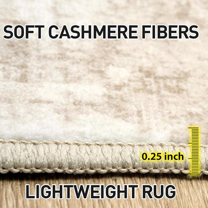 8x10 Area Rugs Washable Rug: Modern Abstract Living Room Rug Soft Anti-Skid Thin Carpet Indoor Floor Non-Shedding Carpets for Bedroom Dining Room Farmhouse Nursery Home Office Beige Grey