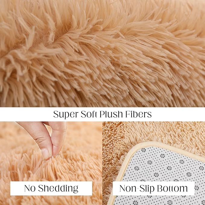 Puremy Luxury Area Rug, 6x9 Rugs for Living Room, Ultra Soft Rugs for Bedroom, Non-Slip Indoor Carpet for Nursery, Kids Room, Playroom, Home Decor, Camel
