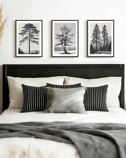 Drsoum Vintage Black Gray Tree Wall Art Framed Antique Retro Forest Prints Modern Rustic Artwork Bedroom Farmhouse Ready to Hang 11x14in Black Framed