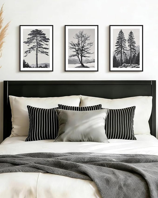 Drsoum Vintage Black Gray Tree Wall Art Framed Antique Retro Forest Prints Modern Rustic Artwork Bedroom Farmhouse Ready to Hang 11x14in Black Framed