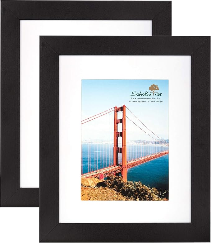 Rustic Picture Frame with Mat (Black, 8x10 inches)