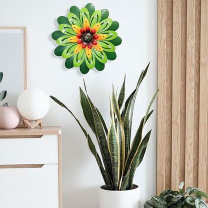 Metal Flowers Wall Decor Indoor Outdoor Metal Wall Art for Home Farmhouse Living Room Bedroom Bathroom Garden Decorations - Green