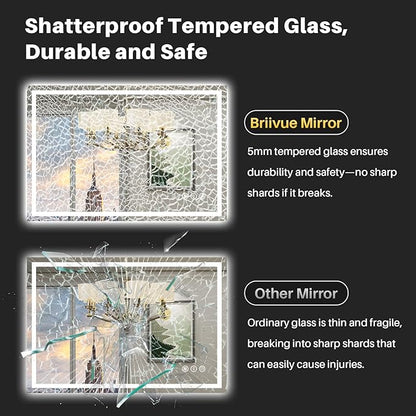 30x36 Inch LED Bathroom Mirror with Lights, Backlit & Front Lit, Anti-Fog Lighted Bathroom Vanity Mirror for Wall, Memory Function, Dimmable, HD Tempered Glass, Shatter-Proof