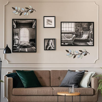 Zhengmy 2 Pieces Metal Tree Leaf Wall Decor Vine Olive Branch Leaf Wall Art Living Room, Hallway Wall Decor Outdoor Decoration(Pastel Colors)