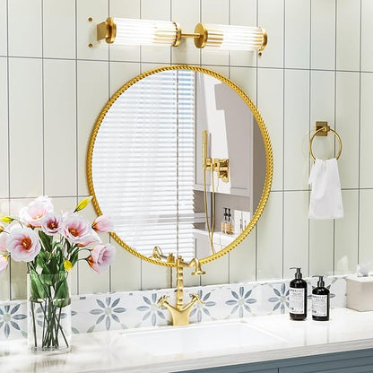 PROHOMEWARE Gold Round Bathroom Mirrors, 20 inch Circle Wall Mounted Hanging Mirror for Entryway, Living Room, Hallway, Bathroom, Bedroom