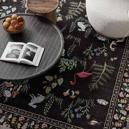 Washable Area Rugs for Living Room: 8x10 Bedroom Rug Stain Resistant Non Slip Low Pile Soft Lightweight Carpet for Kitchen Dining Room Farmhouse Nursery Kids Room Home Office