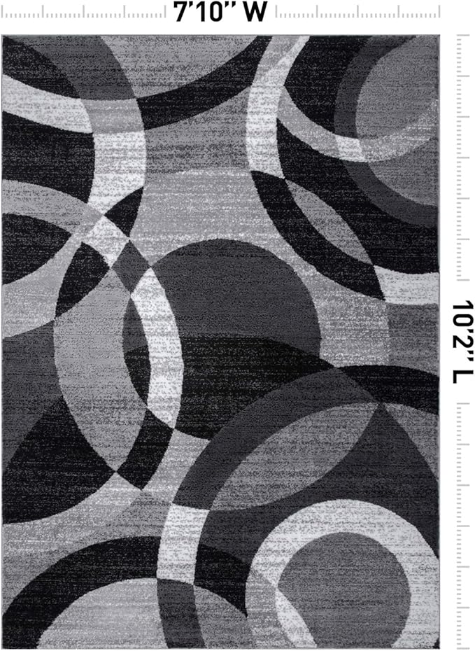 Rugshop Contemporary Abstract Circles Perfect for high Traffic Areas of Your Living Room,Bedroom,Home Office,Kitchen Area Rug 7'10" x 10'2" Gray