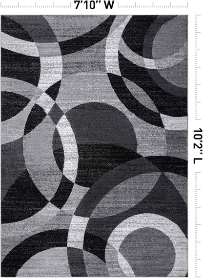 Rugshop Contemporary Abstract Circles Perfect for high Traffic Areas of Your Living Room,Bedroom,Home Office,Kitchen Area Rug 7'10" x 10'2" Gray
