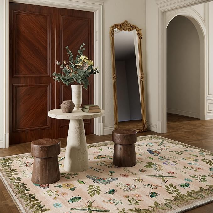 Machine Washable Rugs for Living Room: 6x9 Area Rugs Bedroom Rug Stain Resistant Non Slip Low Pile Soft Lightweight Carpet for Kitchen Dining Room Nursery Kids Room Home Office Farmhouse