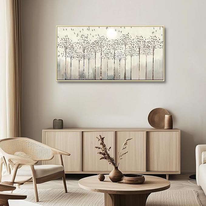 hyidecorart Natural Wood Framed Canvas Wall Art For Living Room Large Wall Decorations For Bedroom Room Office Wall Decor Abstract Scenery Wall Painting Prints Pictures Artwork Home Boho Wall Decor