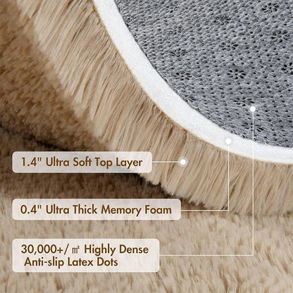 8x10 Ft Extra Large Shag Beige Rugs for Living Room Bedroom, Ultra Soft Fluffy Furry Area Rugs for Playroom Indoor Floor, Aesthetic Carpet for Kids Home Decor