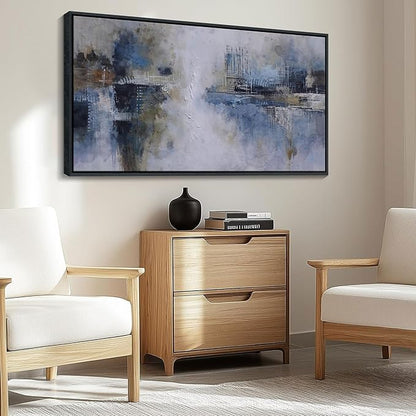 AJAZIKO Abstract Canvas Wall Art, Blue Wall Art for Living Room Modern Artwork for Walls, Pictures for Above Bed, Large Decor for Bedroom and Office Contemporary Wall Decor 20×40IN