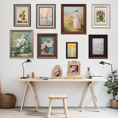 Qunclay 10 Pack Vintage Picture Frames for Wall or Tabletop Display Ornate French Country Gallery Frames Farmhouse Antique Wall Decor for Bedroom Living Room, No Photos Included(Classic Style)