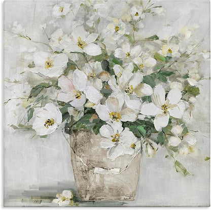 Stupell Industries 'Farmhouse Poppies Floral Blossom Bouquet Country Bucket', Canvas Art, 17 x 17 Inches, Easy to Hang and Sturdy, Made in USA, by Sally Swatland