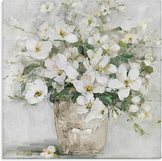 Stupell Industries 'Farmhouse Poppies Floral Blossom Bouquet Country Bucket', Canvas Art, 36 x 36 Inches, Easy to Hang and Sturdy, Made in USA, by Sally Swatland