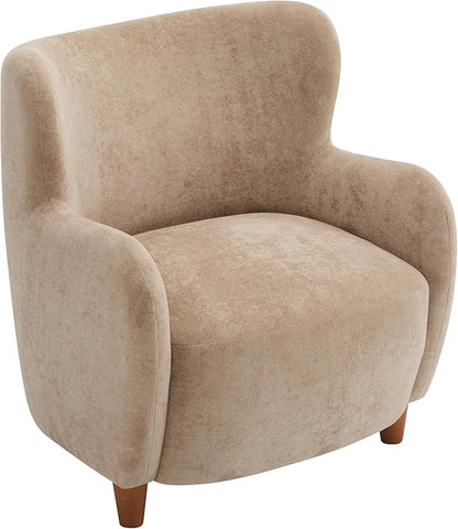 Christopher Knight Home Wingback Accent Chair, Fabric Club Chair, Upholstered Armchair, Curved Backrest Single Sofa, Soft Cushion Seating, Comft Lounge Chair for Living Room Reading Home Rest, Camel