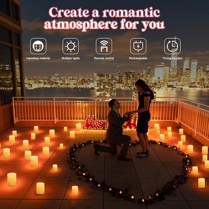 Rechargeable Candles Flickering with Remote,Flameless Candles Built-in Rechargeable Battery,RGB&Warm White Real Wax LED Candles for Home Decoration,Christmas,Party