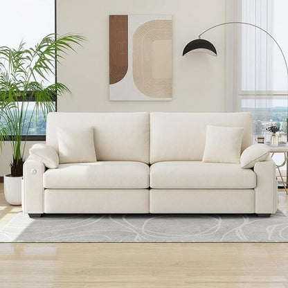 88.58" Modern Loveseat Couches for Living Room, Comfy Sofa with Deep Seat Couch, USB/Type-C Port, Side Storage, Removable Cover, Couches for Living Room Apartment, Beige