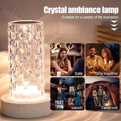 oneleaf Table Lamp Rose Crystal Modern LED Cordless,Rechargeable Battery Touch Desk lamp with Remote Control, Night Light for Couple Dinner/Restaurant/Bedroom/Camp (A-Monochrome)
