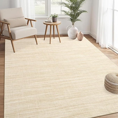 Modern Solid Color Area Rug 10x13 Large Living Room Area Rug Washable Abstract Bedroom Rugs Non Slip Boho Dining Room Throw Carpet Soft Stain Resistant Minimalist Rugs for Nursery Home Office, Beige