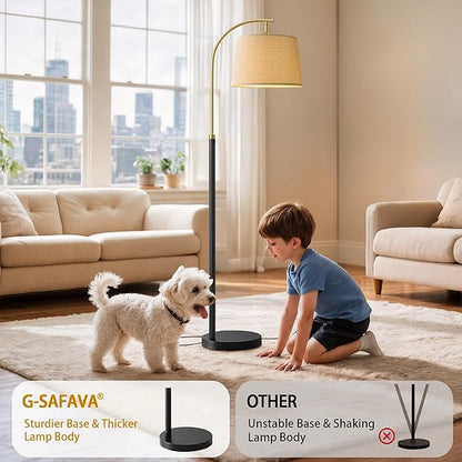 G-SAFAVA 62.5" Floor Lamps for Living Room with Foot Switch Arc Tall Standing Lamp for Bedroom Mid Century Modern Corner Gold Black Floor Lamps for Office Nursery Industrial Reading Light Room Lamp