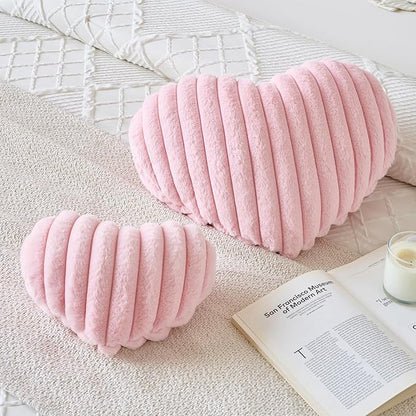 Heart Pillow, Heart Shaped Pillow with Soft Plush for Couch Bed, Decorative Throw Pillows for Bedroom Livingroom, Cozy Heart Pillows Home Decor Pillow Cushion (Pink, Mini 12.9" x 9.8")