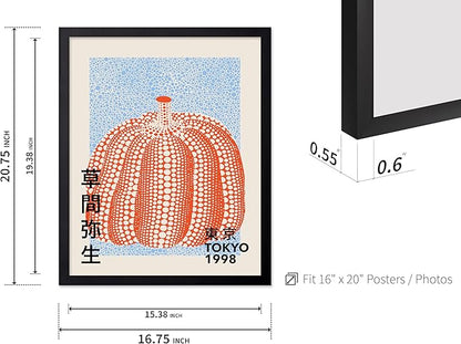 Poster Master Vintage Poster - Pumpkin Forever Print - Tokyo Art - Infinity Dots Art - Chic Gift for Men, Women - Perfect Decor for Living Room, Bedroom, Office, 16x20 Black Framed