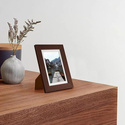 Momentworth 5x7 Picture Frame with Mat for 4x6, Walnut Wood Grain 5 x 7 Dark Brown Gallery Wall Picture Frames for Tabletop or Wall Mounting(4 Pack, Walnut)