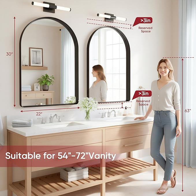 Suidia 2-Pack 22" x 30" Bathroom Mirror, Bathroom Vanity Mirror Metal Framed, Wall-Mounted Mirrors for Bedroom, Living Room, Entryway, Hallway, Black, Arch Style