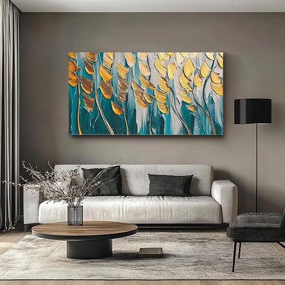 Iallbin Abstract Canvas Wall Art, Large Wall Art for Living Room, for Wall Modern Paintings Wall Decor Living Room (Abstract, Yellow and Blue, 58L x 29W)