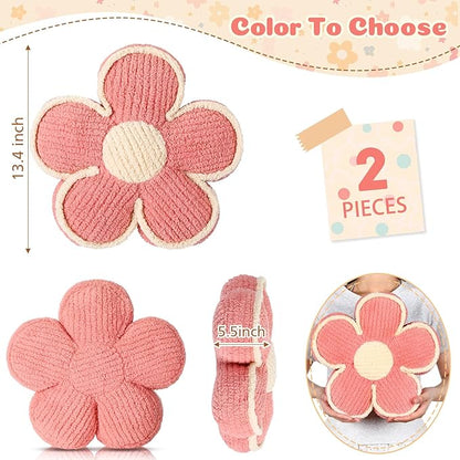 Beeveer 2 Pcs Flower Pillows, 13.8 Inch Throw Pillow for Home Decor, Cute Flower Decorative Pillows Seating Cushion for Sofa Couch Bed Chair Room Decor(Pink)