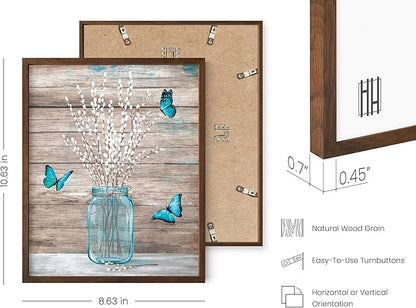 HAUS AND HUES Flower Wall Decor - Set of 4 Floral Art Prints, Framed Flower Paintings, Botanical Wall Art, Vintage Floral Pictures, Nature-Inspired Decor (Framed Walnut, 8x10)